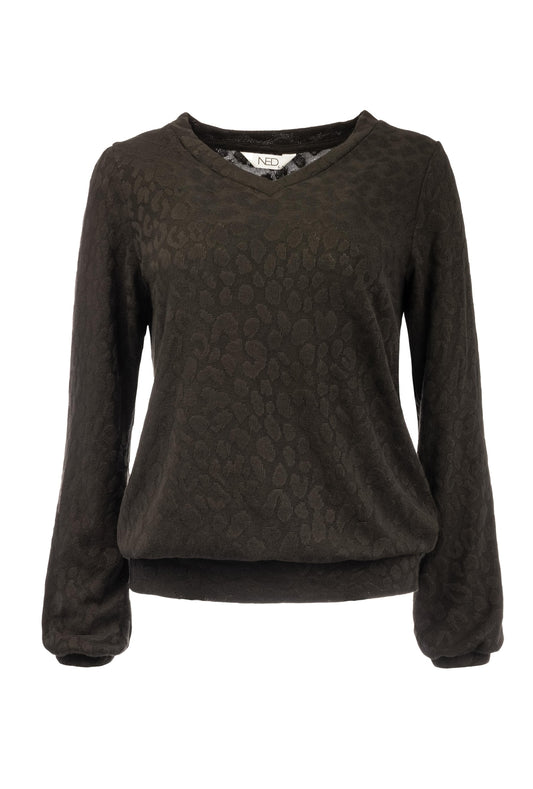 Veraya LS Animal Jacquard Knit | Black