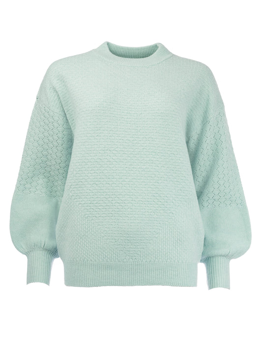 Newmills LS-RML Structure Knit | Canal Blue