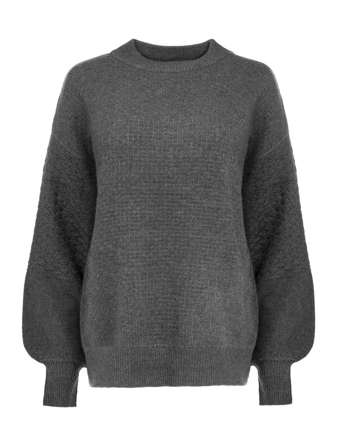 Newmills LS-RML Structure Knit | Grey Melange
