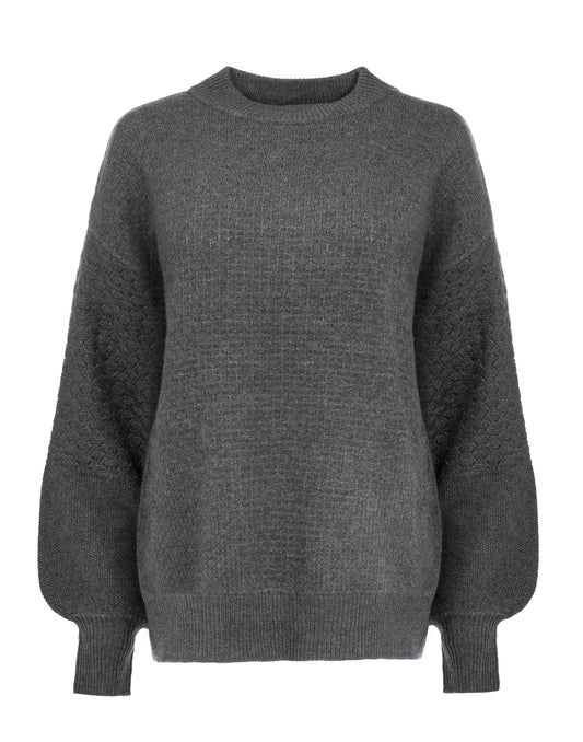 Newmills LS-RML Structure Knit | Grey Melange