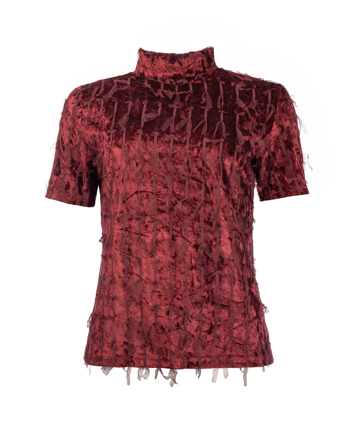 Milans Plain 1/2 SS Velvet Feather | Cabernet Red