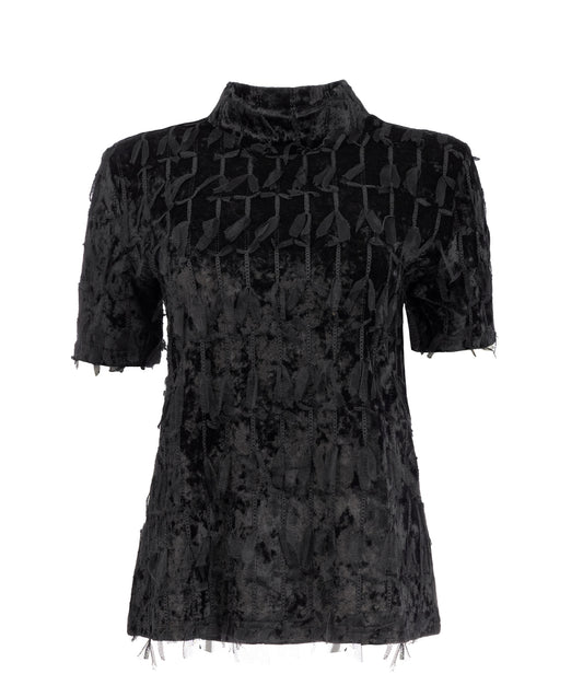 Milans Plain 1/2 SS Velvet Feather | Black
