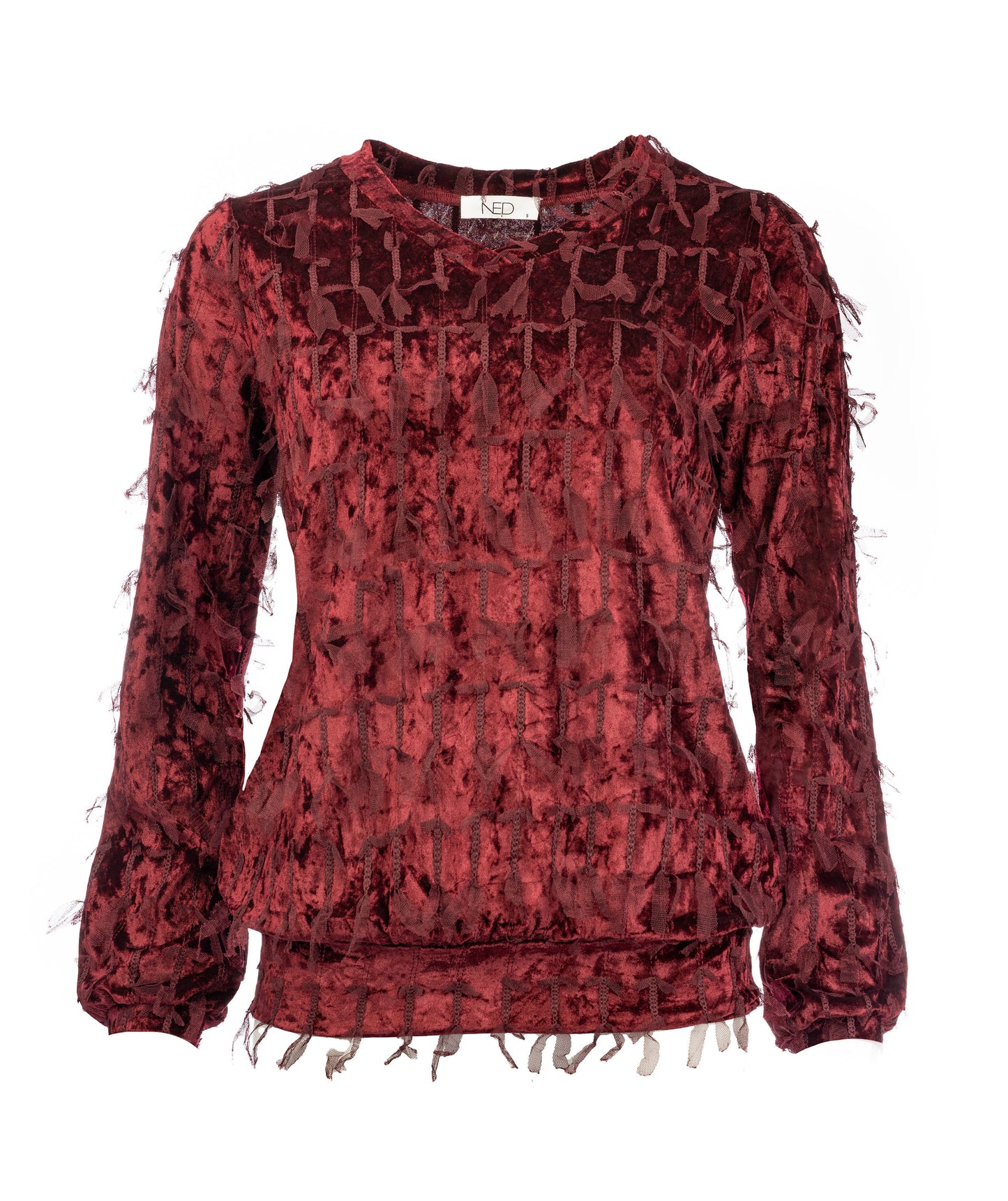 Veraya LS Velvet Feather | Cabernet Red