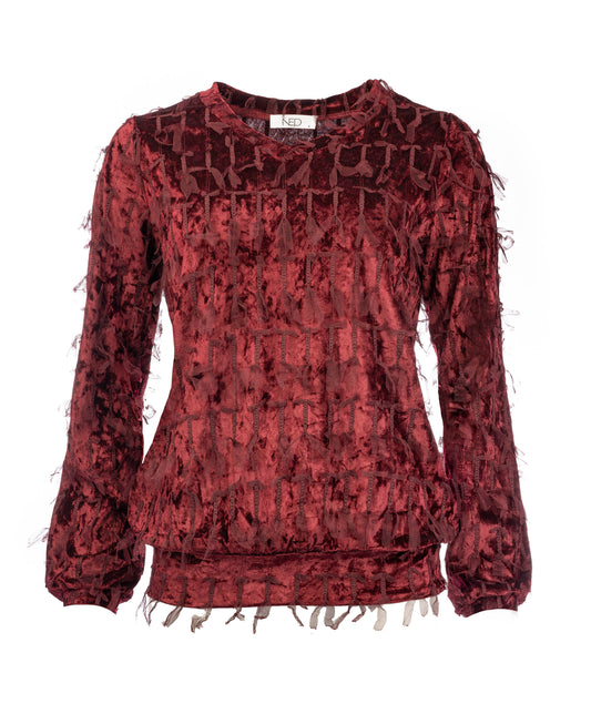 Veraya LS Velvet Feather | Cabernet Red