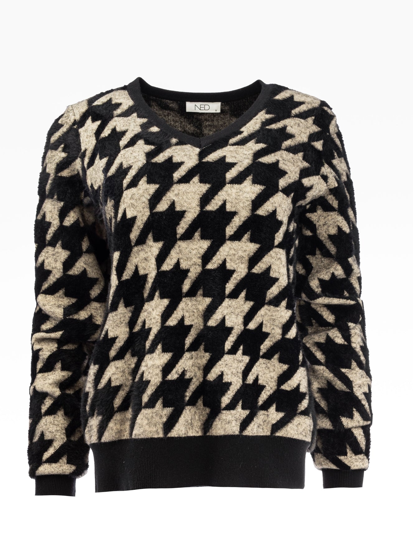 Rowley LS-RMJ Furry Print Knit | Ecru-Black