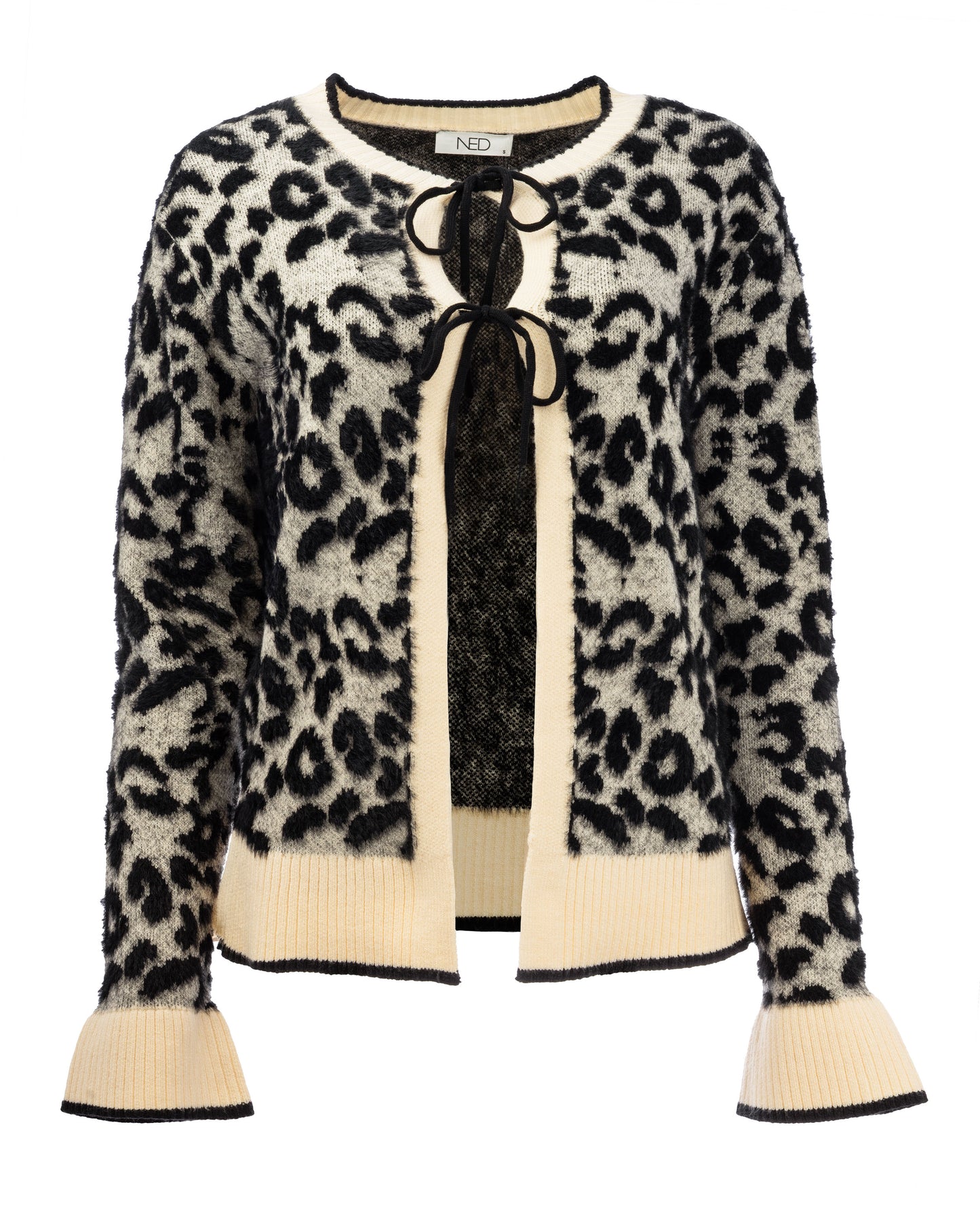 Clun LS-RMJ Furry Print Knit | Shortbread-Black