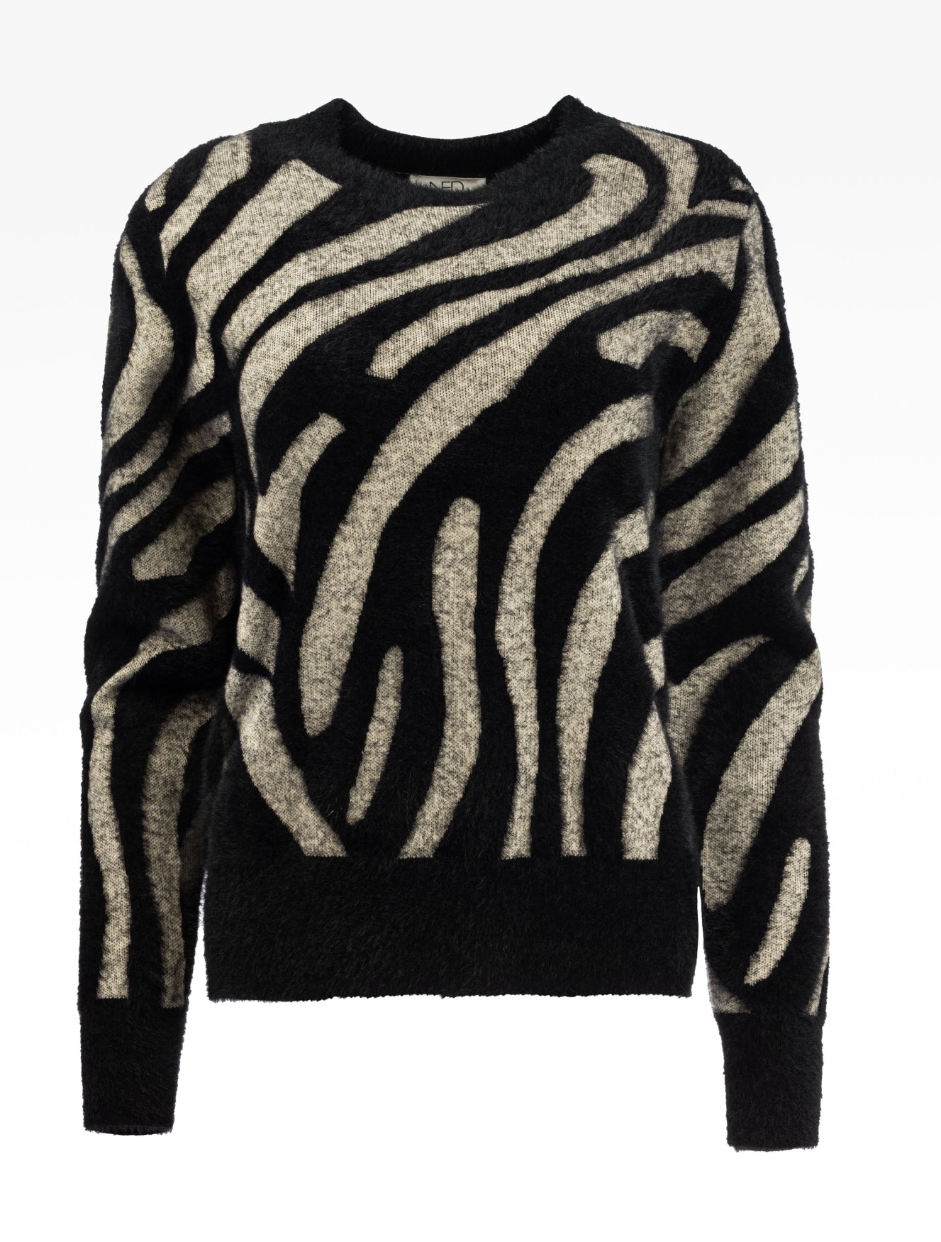 Flair LS-RMJ Furry Print Knit | Shortbread-Black
