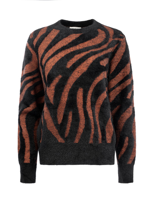 Flair LS-RMJ Furry Print Knit | Lion Brown-Black