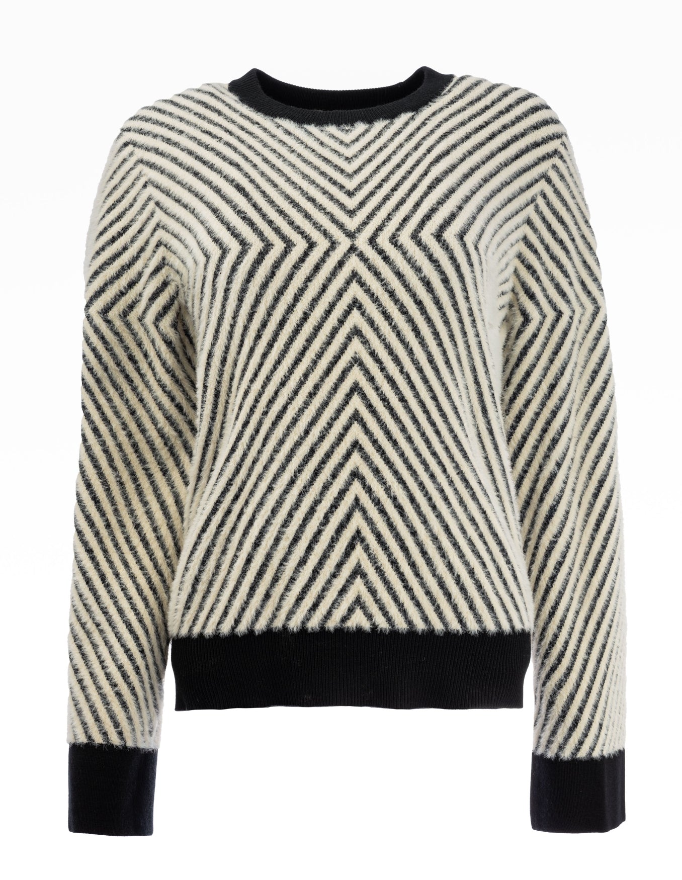 Erith LS-RMJ Furry Print Knit | Shortbread-Black