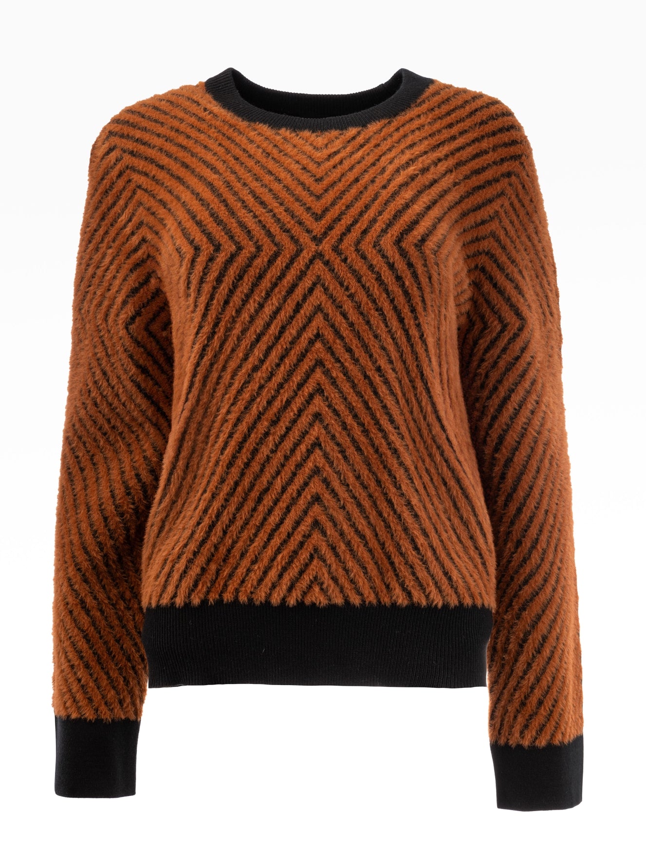 Erith LS-RMJ Furry Print Knit | Tortoise Shell-Black