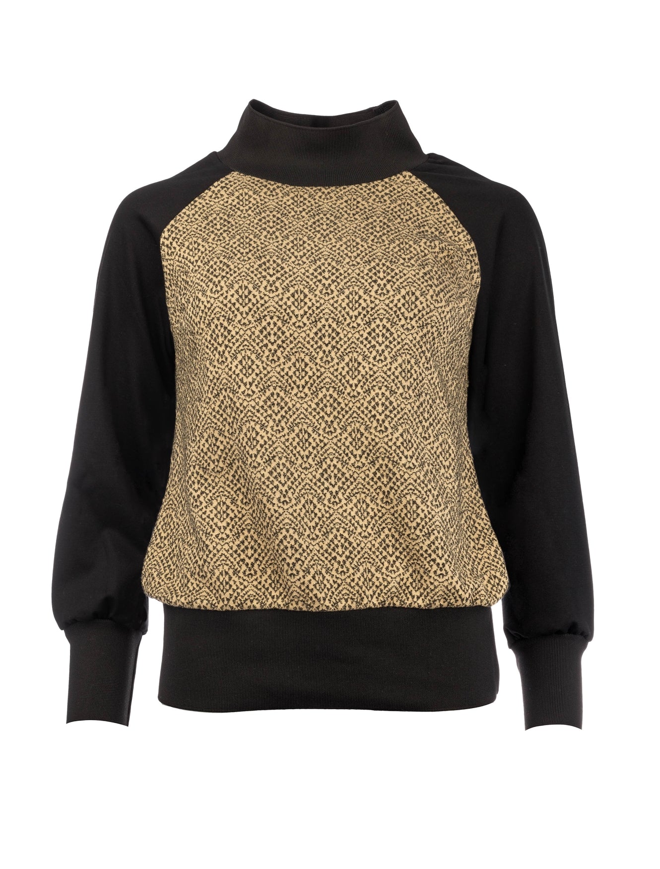 Eton LS Doeskin Beige Antique Lurex Jacquard Knit | Doeskin Beige