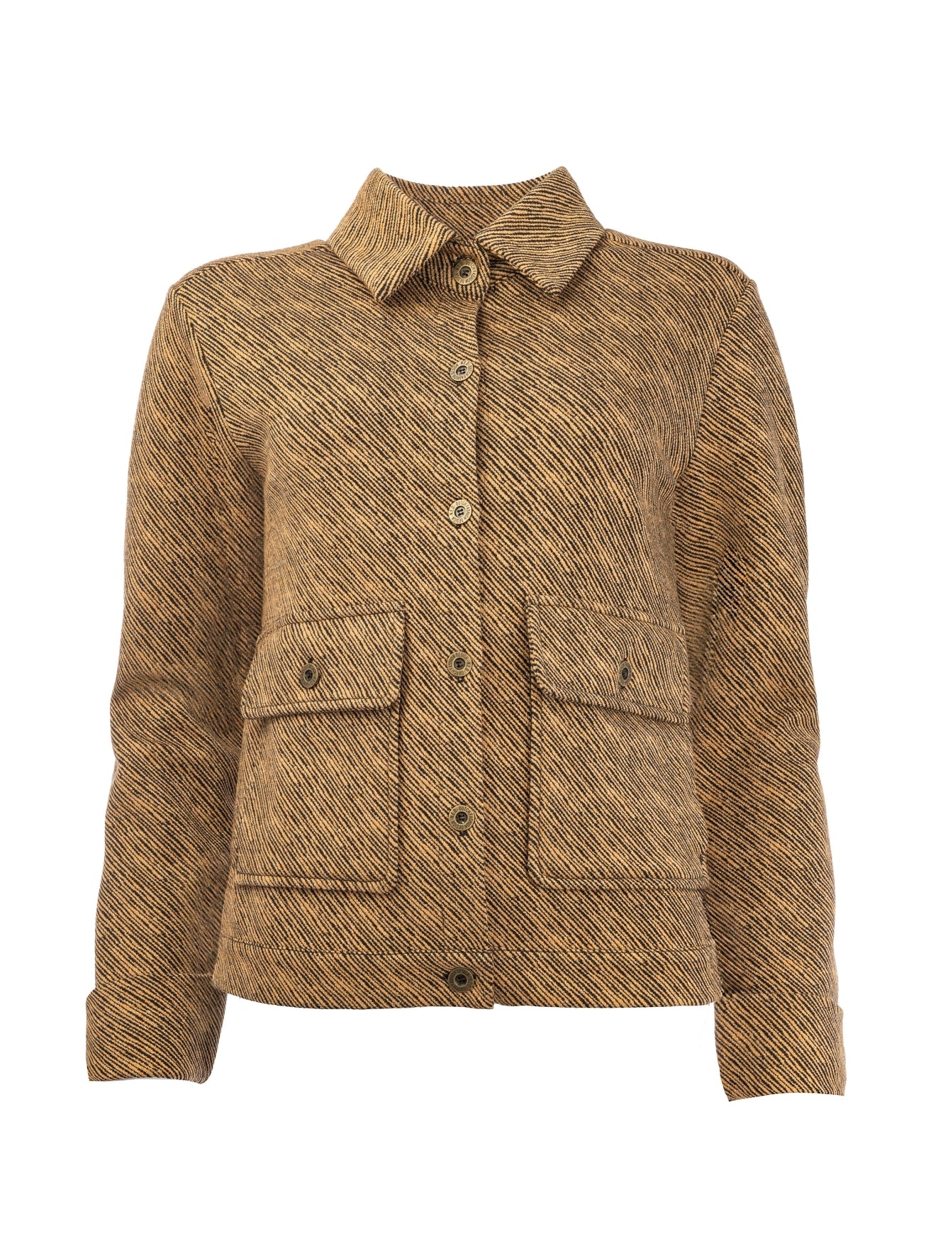 Halifax LS Sand Oblique Stripes Lurex Jacquard Knit | Sand