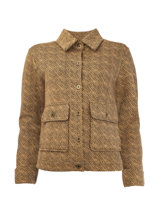 Halifax LS Sand Oblique Stripes Lurex Jacquard Knit | Sand