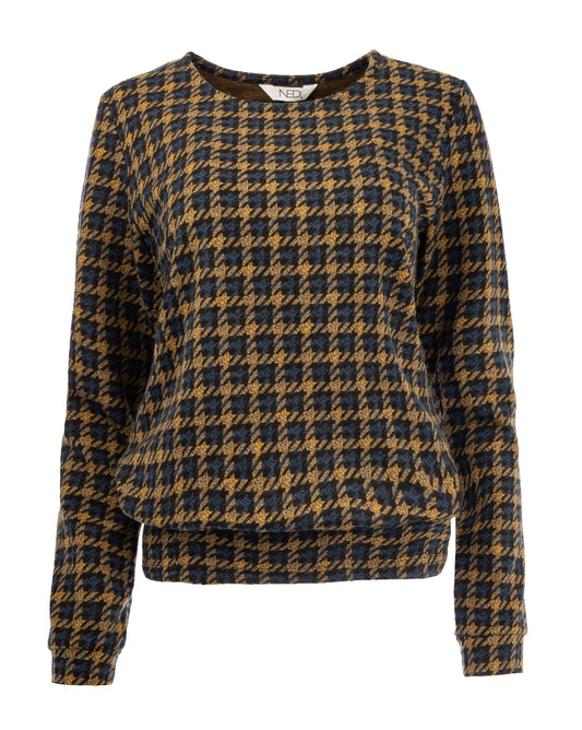 Cela Plain LS Estate Blue Pepita Jacquard | Estate Blue