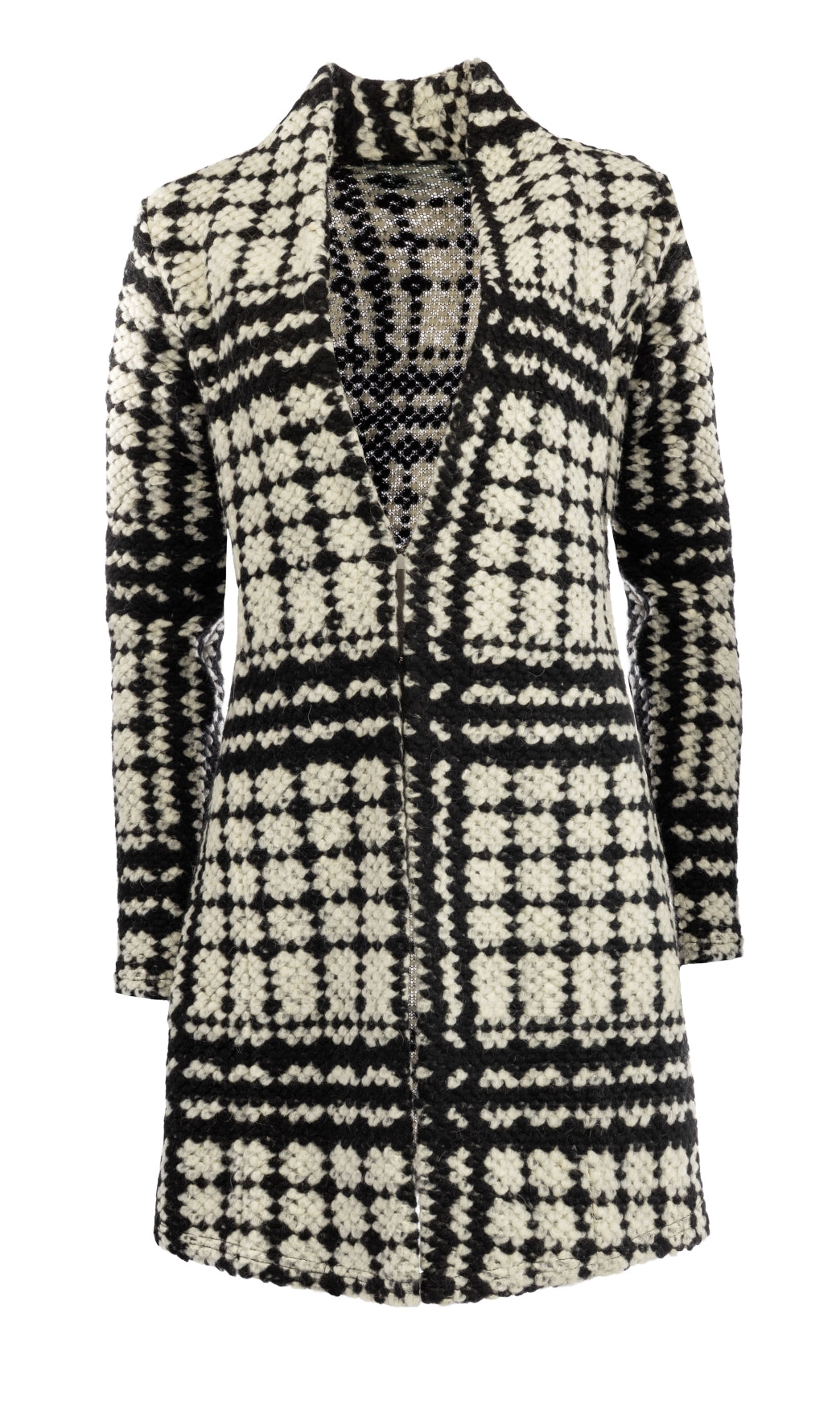 Celine Long LS Ecru Large Glencheck Heavy Knit | Ecru