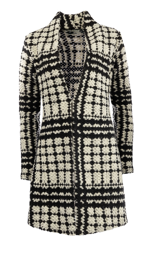 Celine Long LS Ecru Large Glencheck Heavy Knit | Ecru