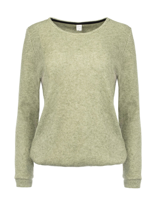 Cela Plain LS Rib Knit | Khaki