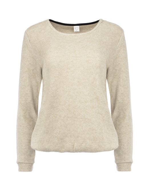 Cela Plain LS Rib Knit | Sand