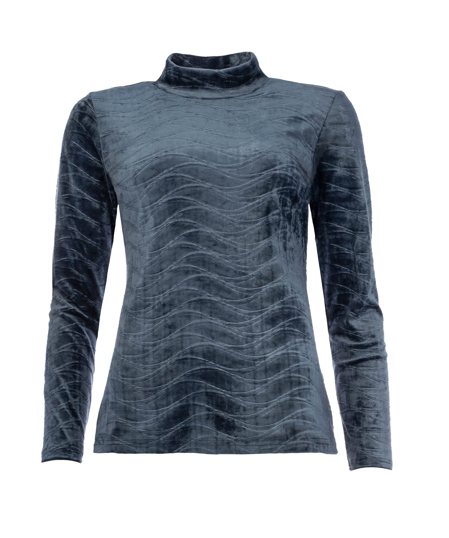 Milans Plain LS Velvet Stretch Knit | Marine