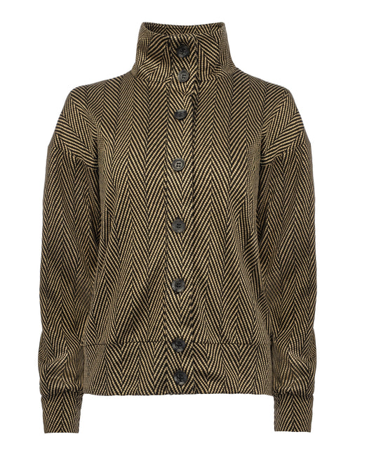 Seyma LS Brown Herringbone Knit | Brown
