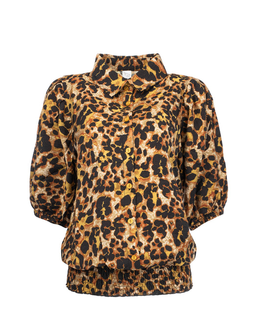 Miran 1/2 SS Brandy Leopard Woven | Brandy