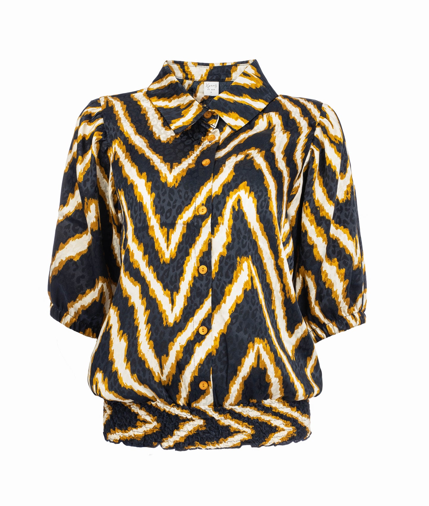 Miran 1/2 SS Marine Herringbone Panther Woven | Marine