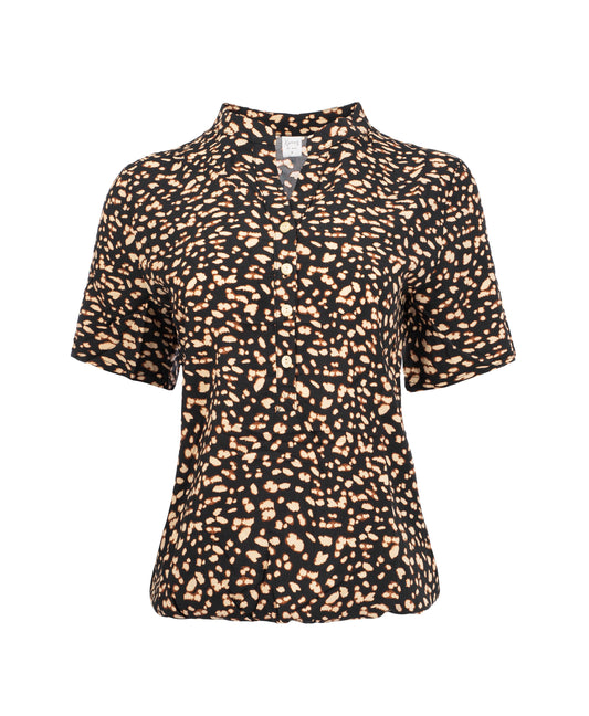 Lucie SS Black Raindrops Woven | Black