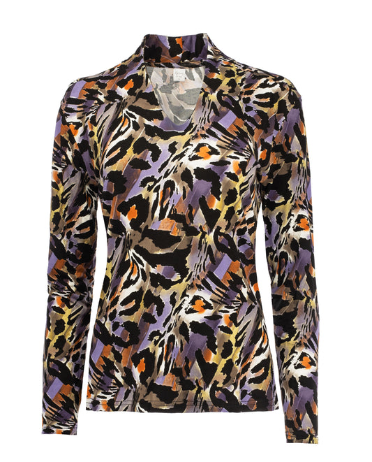 Veral LS Purple Animal Tricot | Purple