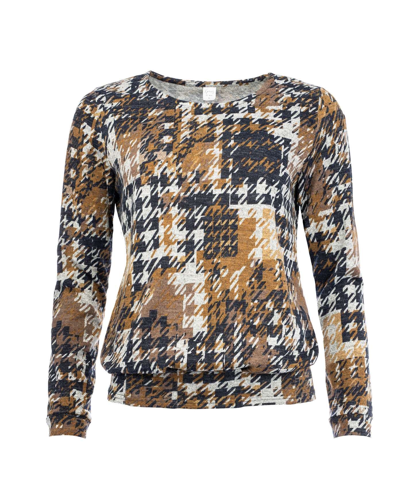 Cela Plain LS Grey Mel. Pied de Poule Knit | Grey Melange