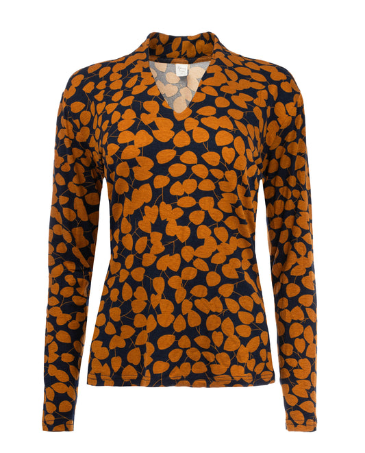 Veral LS Marine Heart Leaves Tricot | Marine