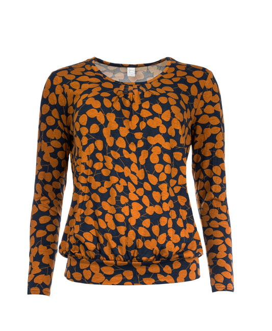 Pronk LS Marine Heart Leaves Tricot | Marine