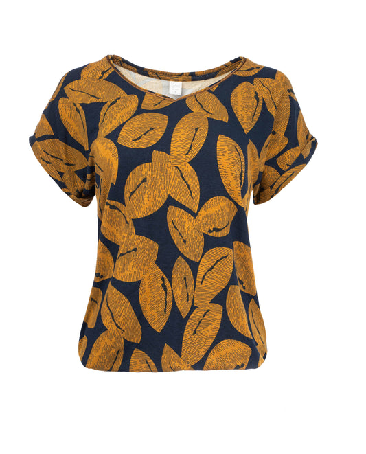 Nox P SS Marine Stripey Leaves Tricot | Marine
