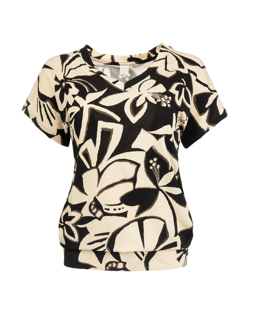 Mana SS Black Pistel Flower Tricot | Black