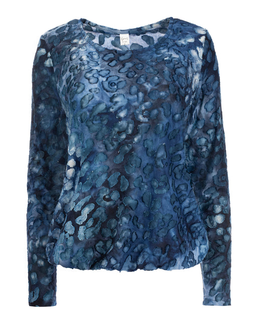 Alesias WL Plain LS Blue Raw Edge Drops Tricot | Blue