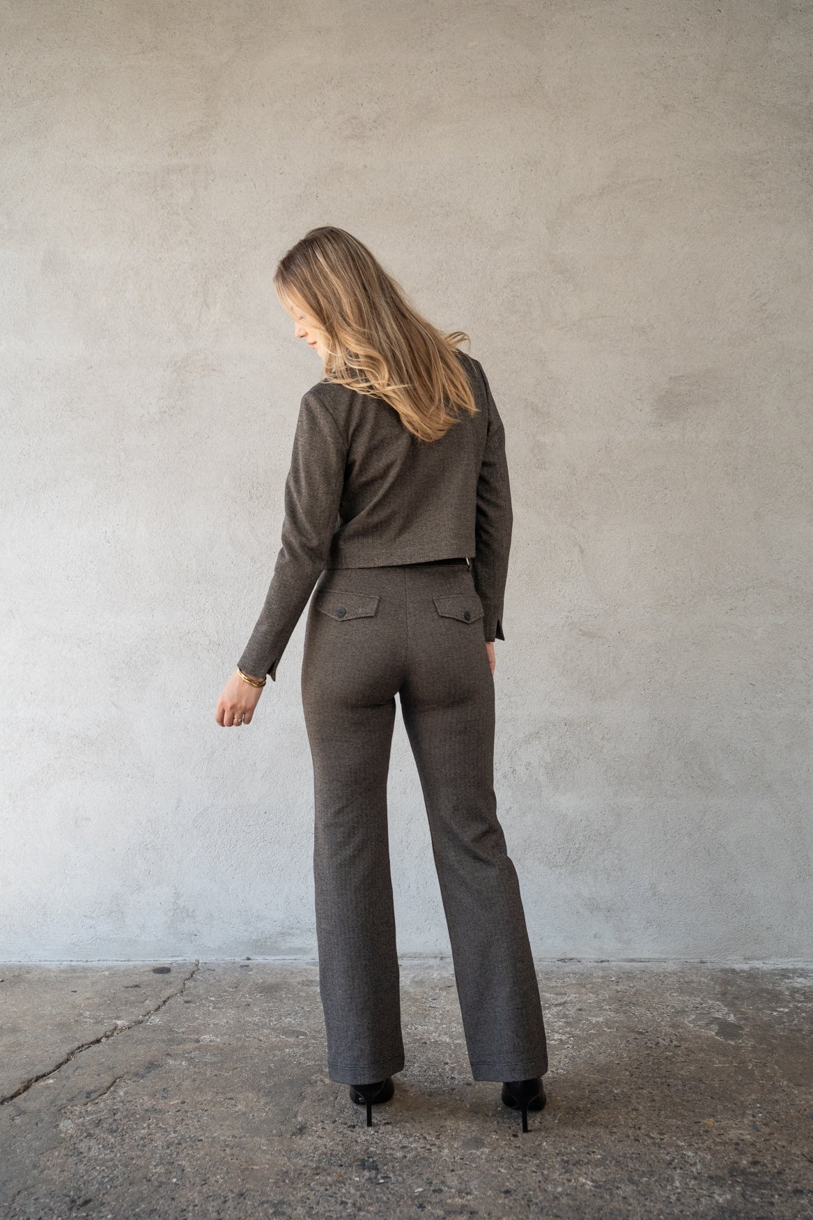Pantalon Romet Herringbone | Brandy - Black