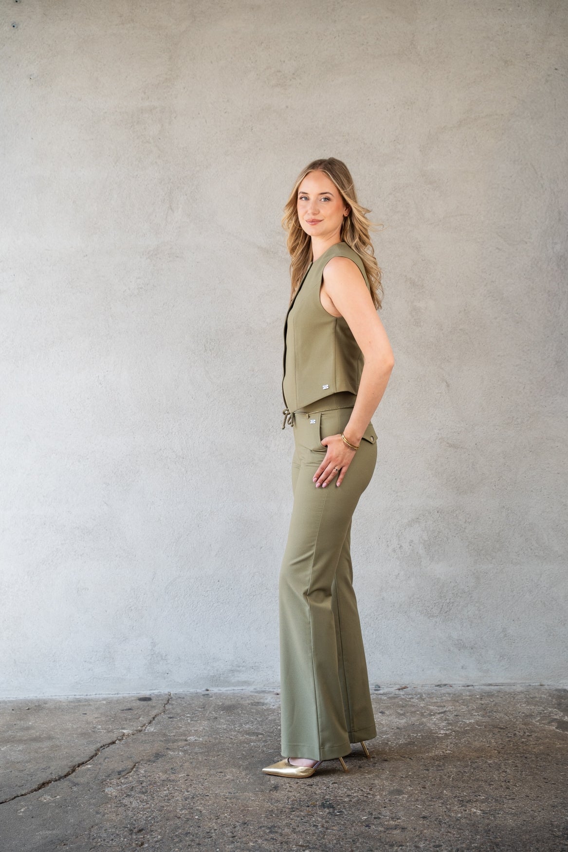 Pantalon Romee Soft Textured | Dusky Green