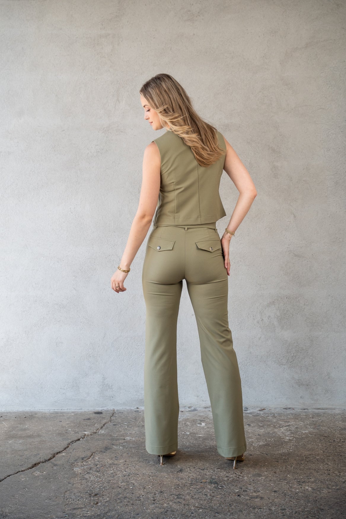 Pantalon Romee Soft Textured | Dusky Green