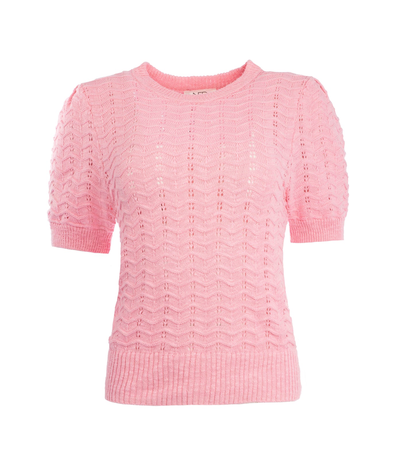 Tay 1/2 SS Wavy Ajour Knit | Prism Pink