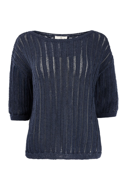 Sweater Litani 1/2 SS Open Ajour Knit | Peacoat