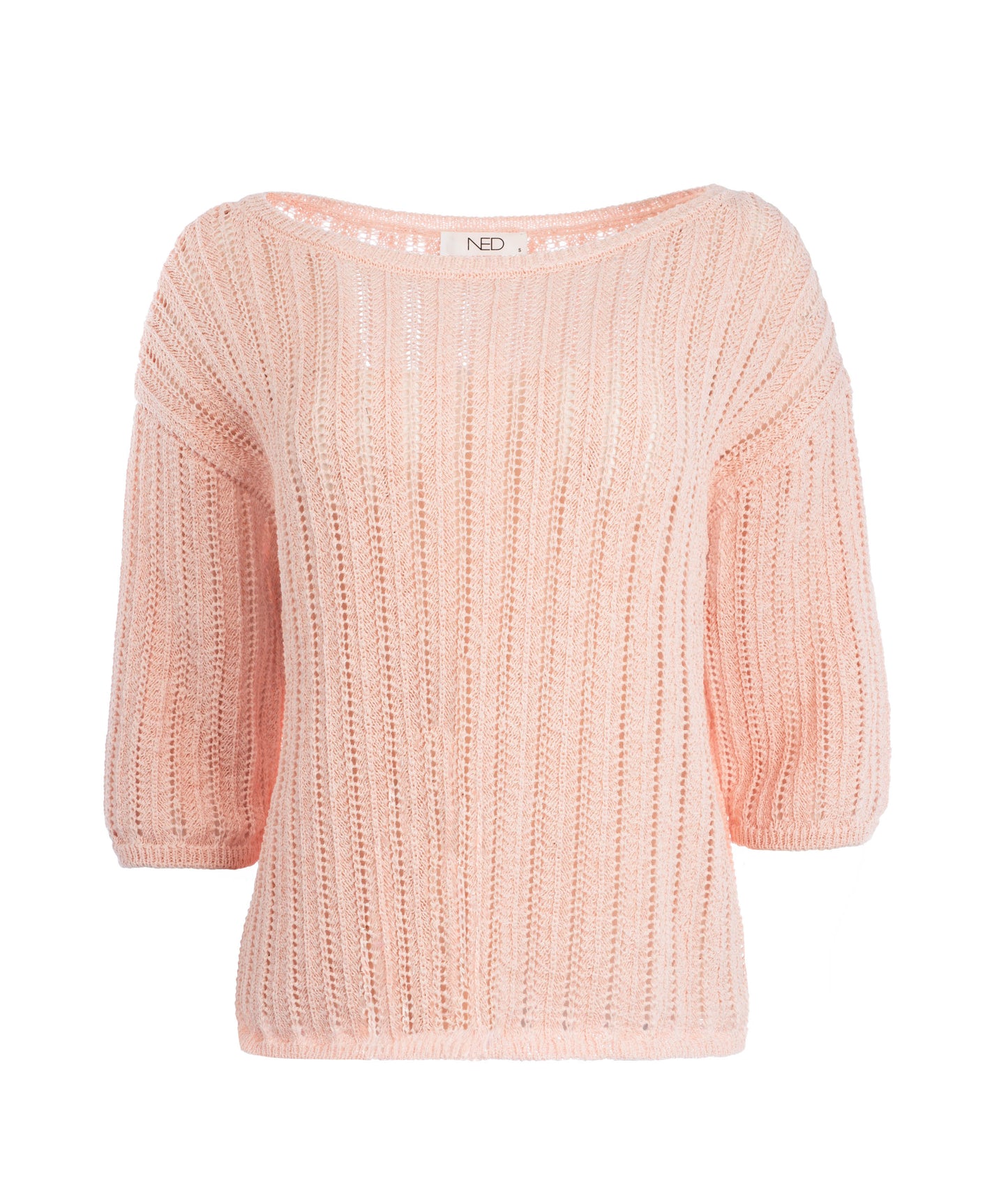 Litani 1/2 SS Open Ajour Knit | Impatiens Pink