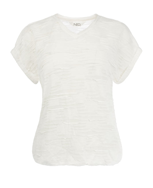 Top Evans SS Cut-out Structure Tricot | Optical White