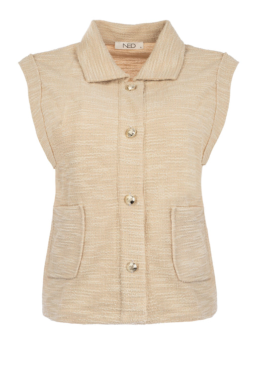Vest Sendai SL Chenille Knit | Maca Beige