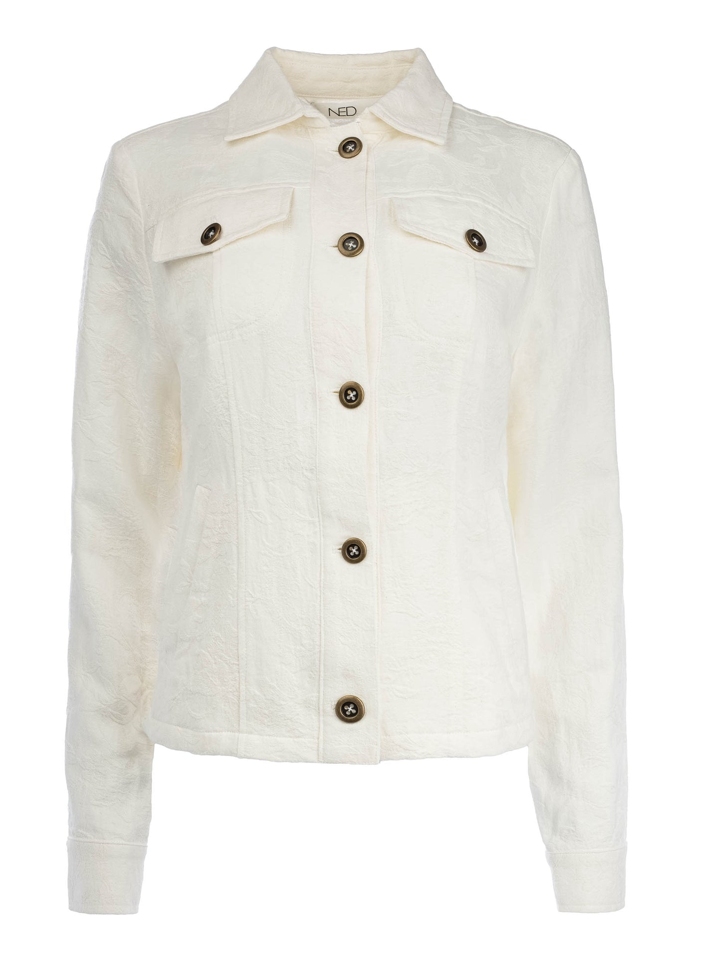 Jasje Galium W LS Floral Linnen Blend | Ecru