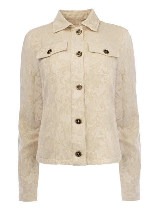 Jasje Galium W LS Floral Linnen Blend | Birch Beige