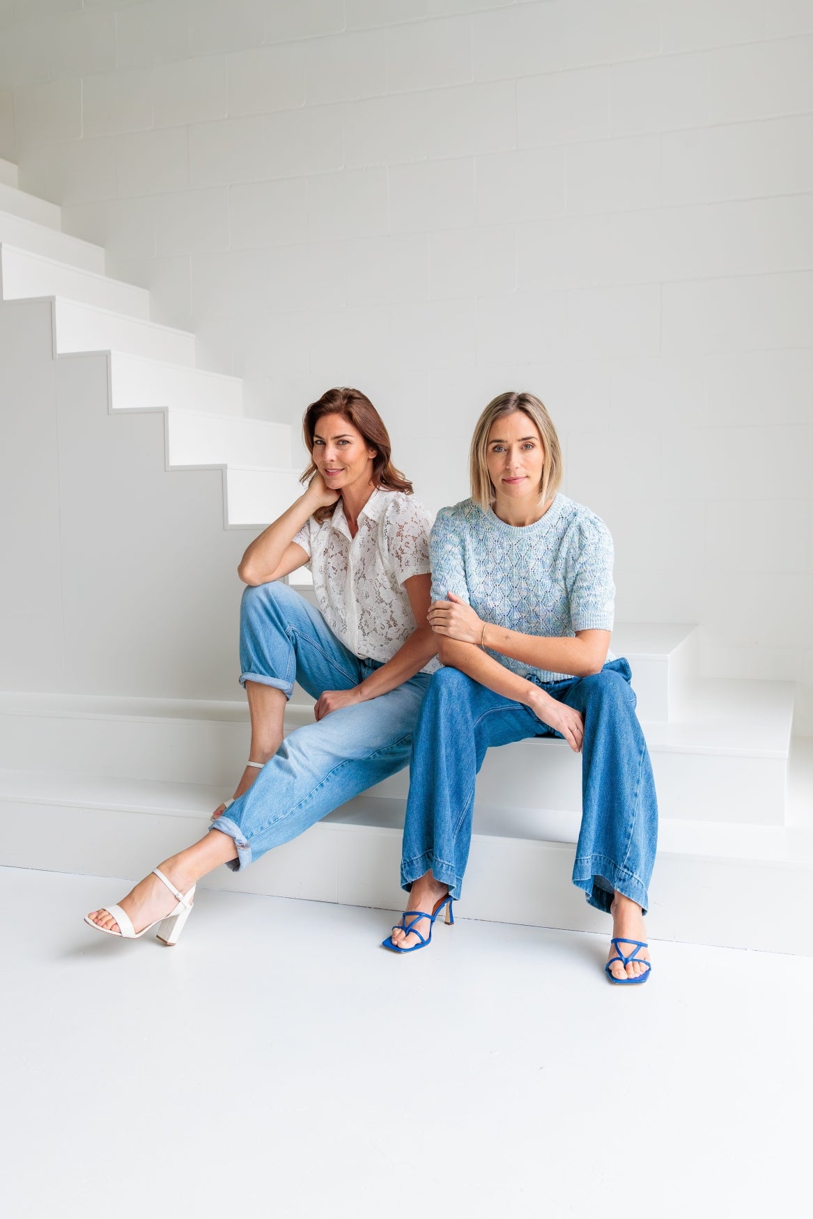 Nene 1/2 SS Ajour Melange Knit | Blue Melange