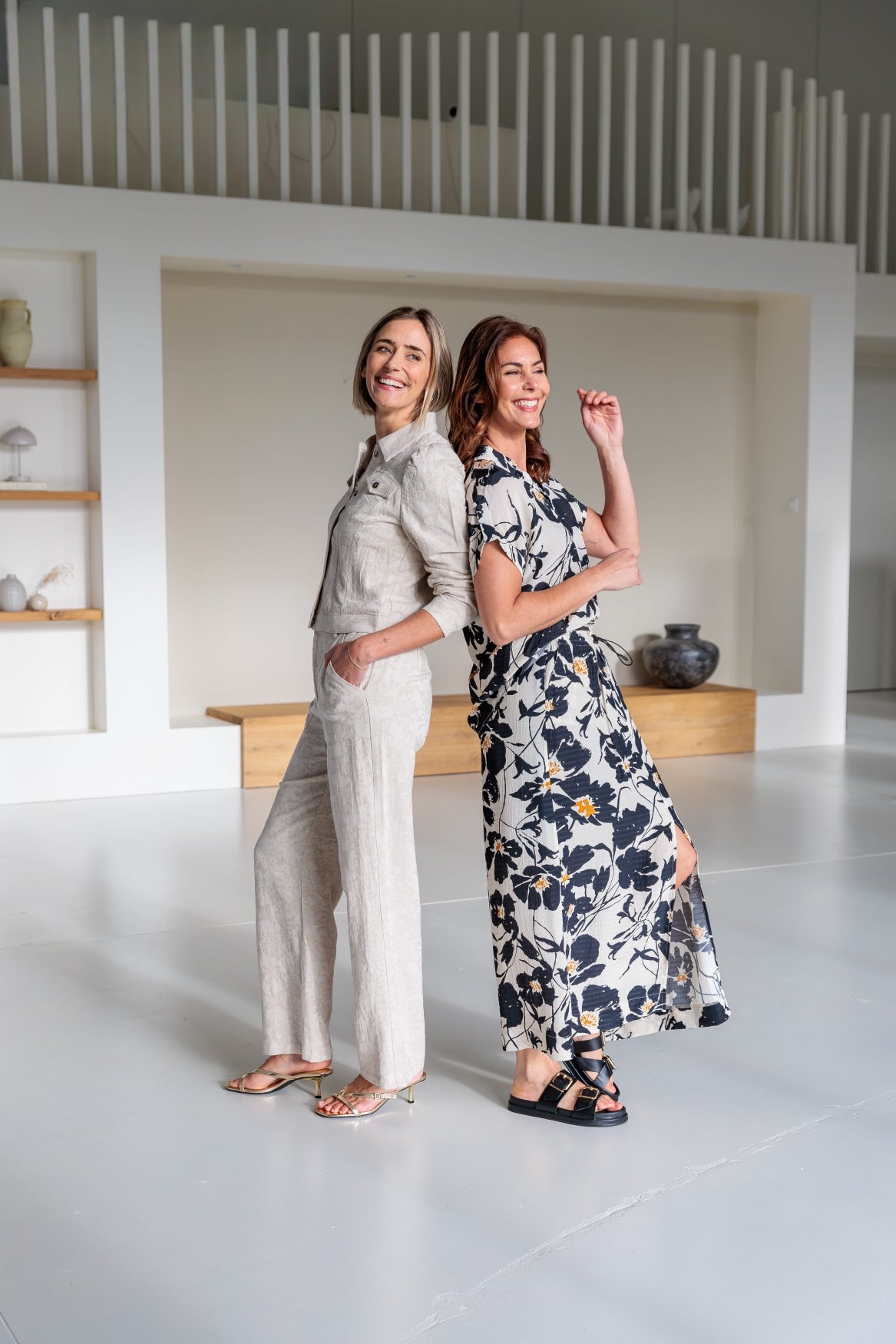 Jasje Neris LS RMJ Tone-in-Tone Floral Linnen Blend | Birch Beige