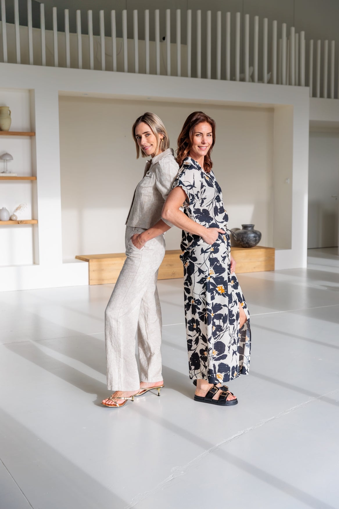 Jasje Neris LS RMJ Tone-in-Tone Floral Linnen Blend | Birch Beige