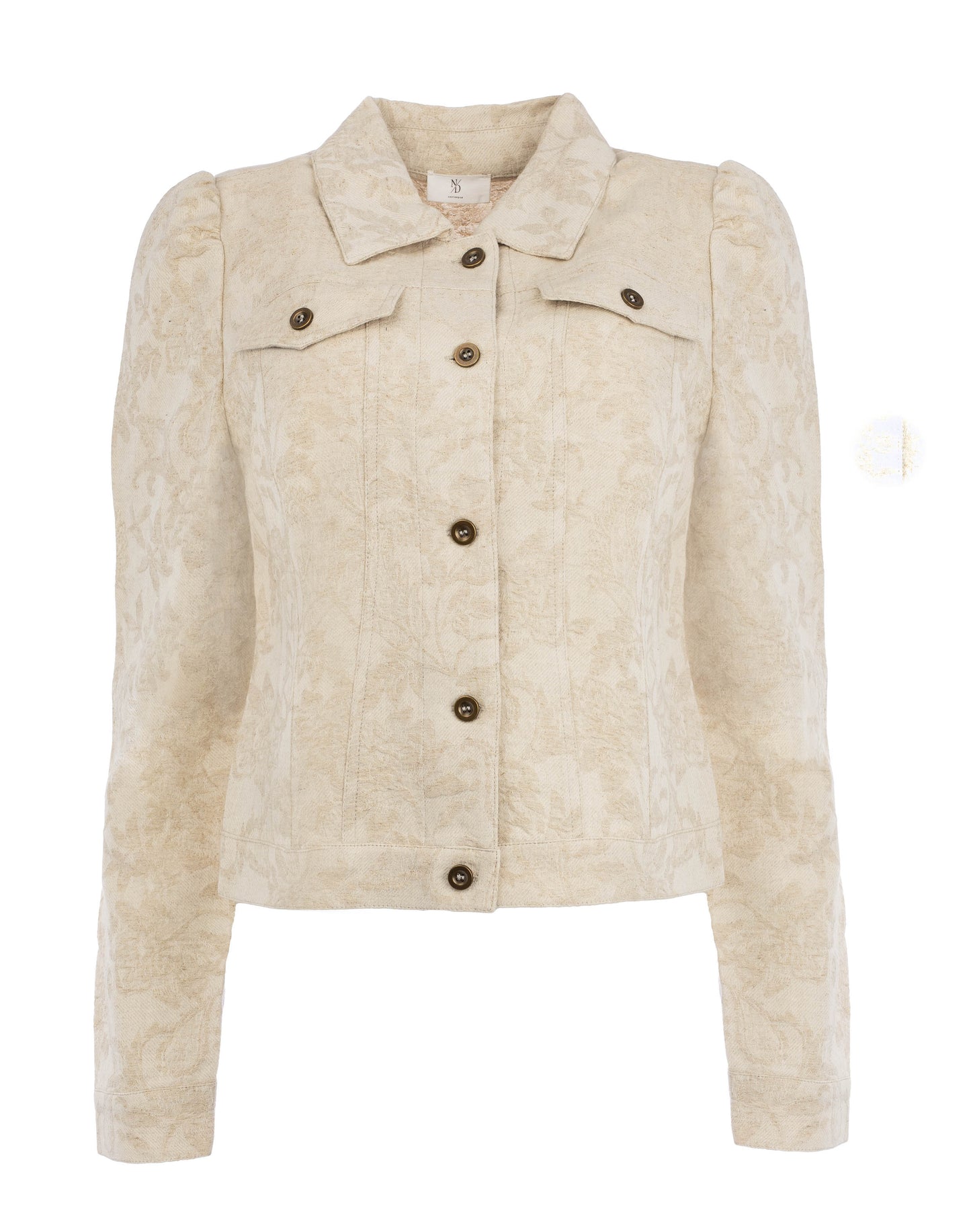 Jasje Neris LS RMJ Tone-in-Tone Floral Linnen Blend | Birch Beige