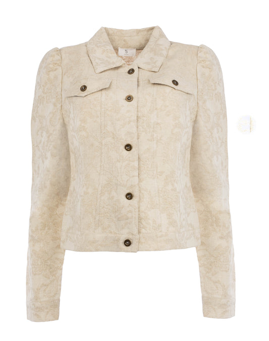 Jasje Neris LS RMJ Tone-in-Tone Floral Linnen Blend | Birch Beige