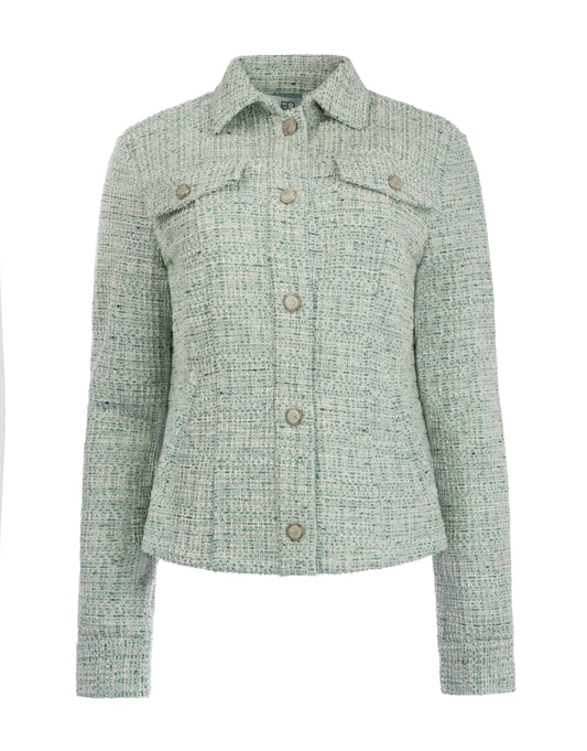 Jasje Galium LS Lurex Tweed | Dusty Tuquoise